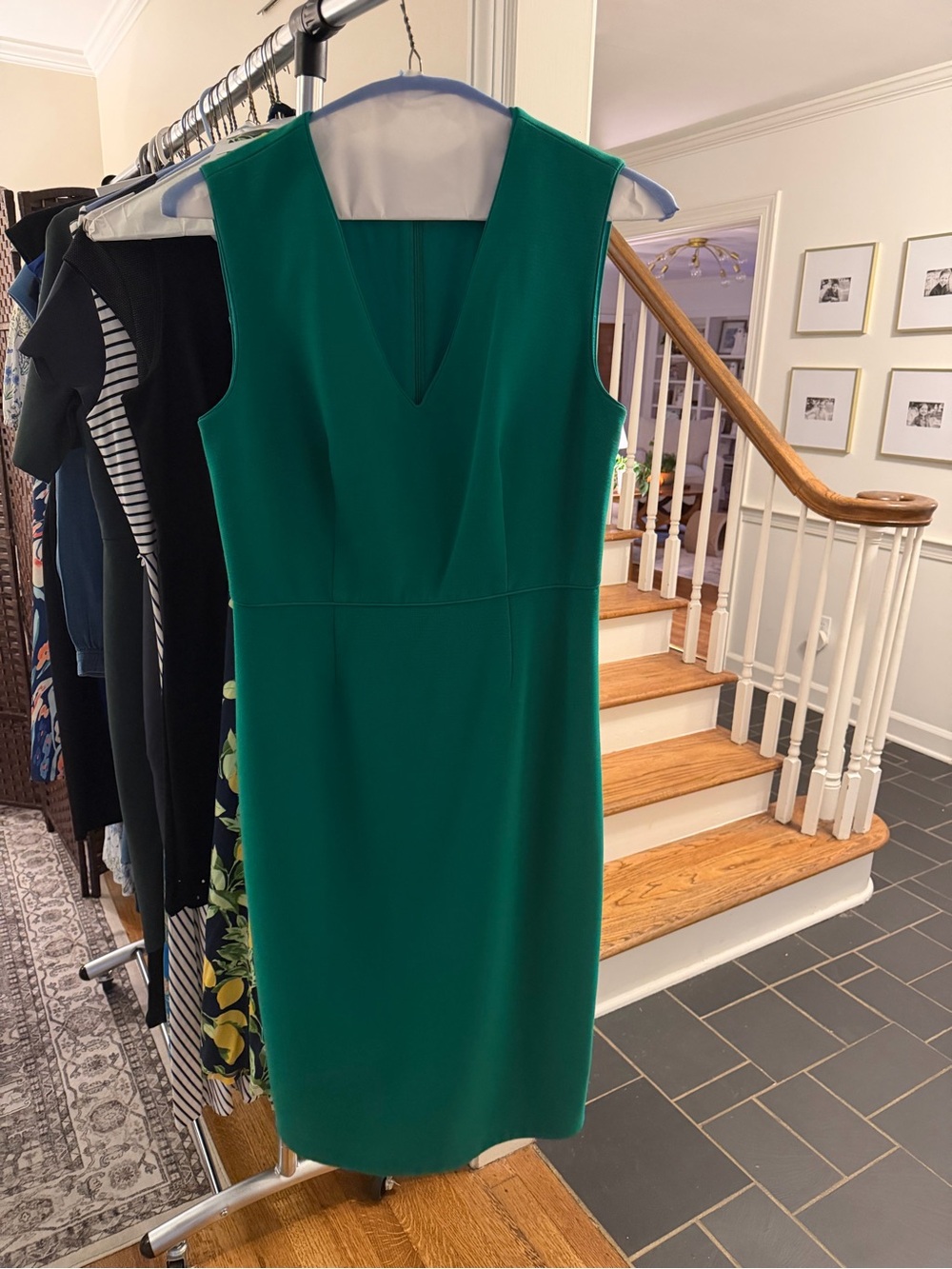 Ann Taylor Sleeveless Teal V-Neck Sheath Dress